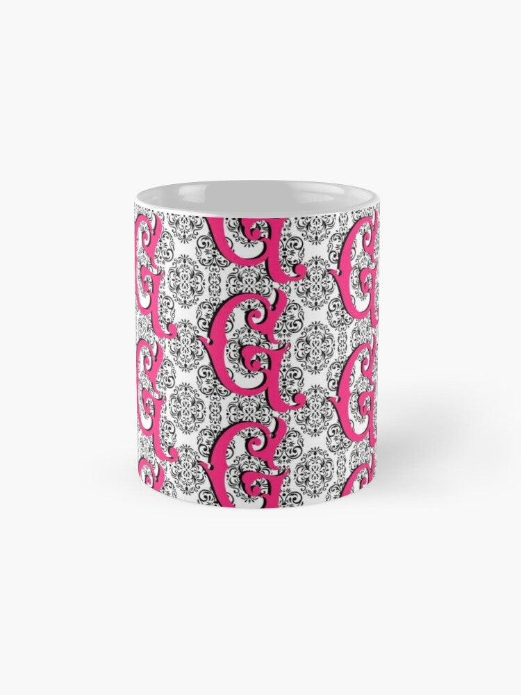 DAMASK INITIAL - coffee or latte mug