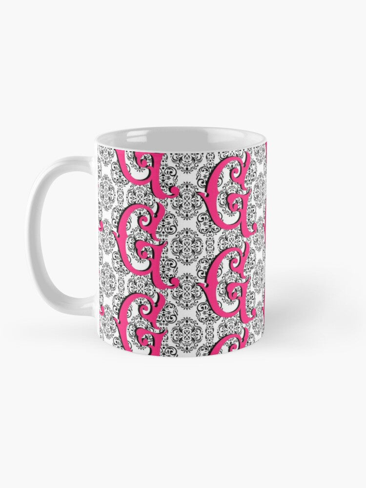 DAMASK INITIAL - coffee or latte mug