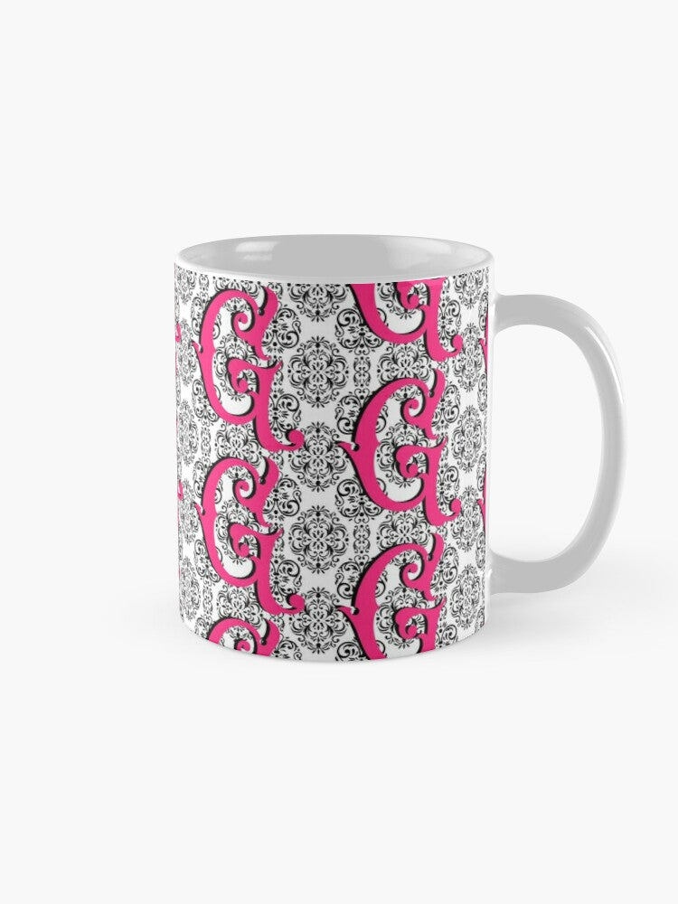 DAMASK INITIAL - coffee or latte mug