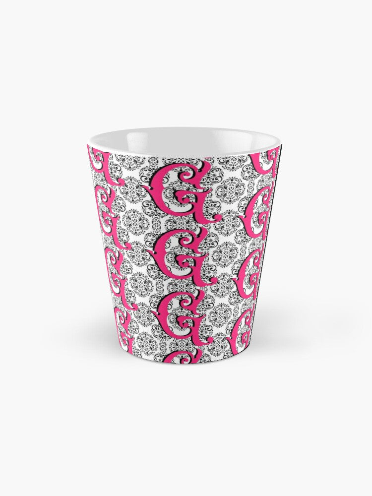 DAMASK INITIAL - coffee or latte mug