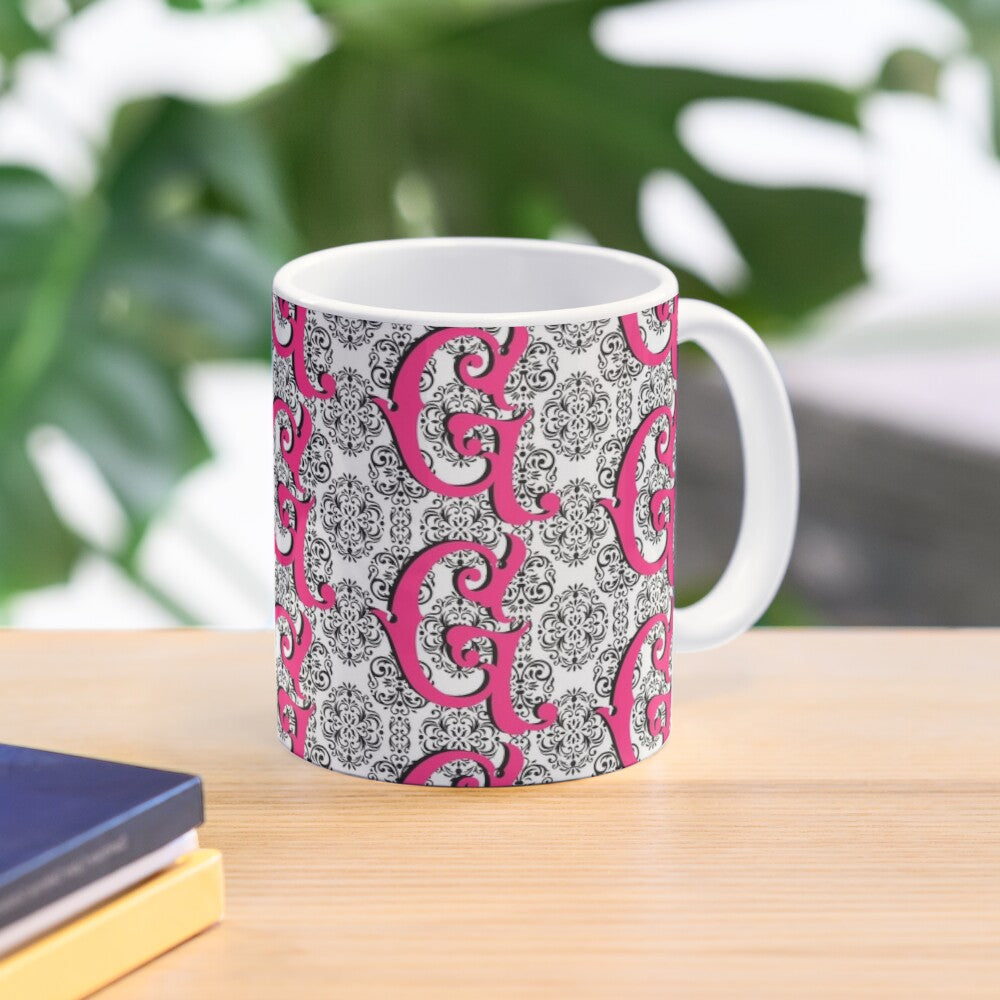 DAMASK INITIAL - coffee or latte mug