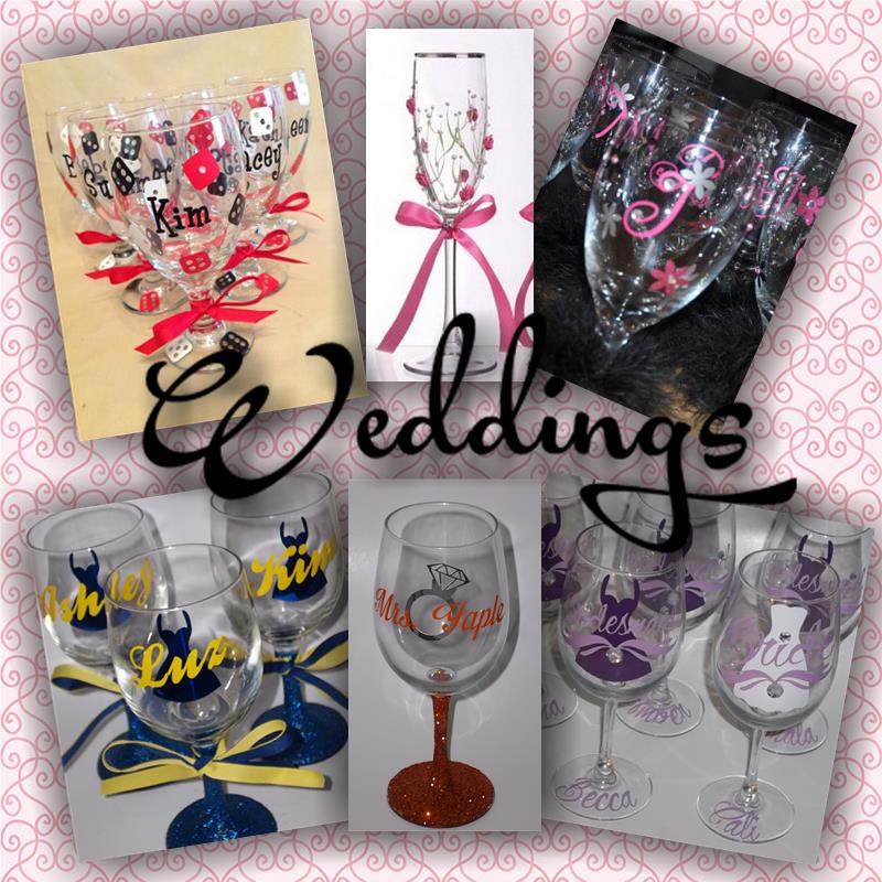 FANCY DRESS | Bridal Party Glassware | Set of 7 | Personalized Glasses | Bridesmaids | Bride | Table Drinkware